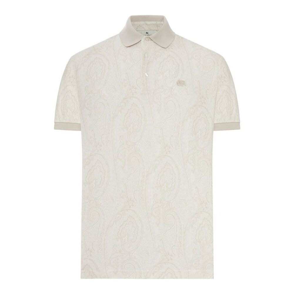 Etro Men Cotton Polo Shirt With Arnica Pattern